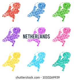 Vector dotted colourful map of Netherlands.