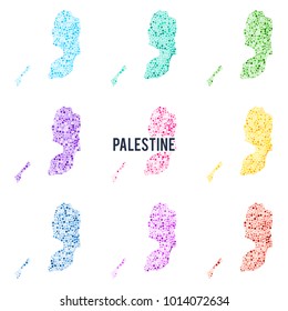 Vector dotted colourful map of Palestine.