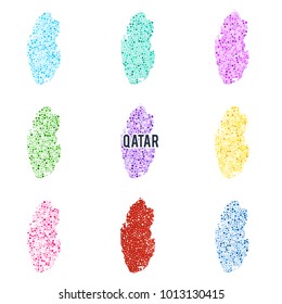 Vector dotted colourful map of Qatar.