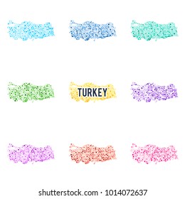 Vector dotted colourful map of Turkey.