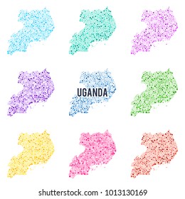 Vector dotted colourful map of Uganda.