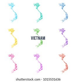 Vector dotted colourful map of Vietnam.