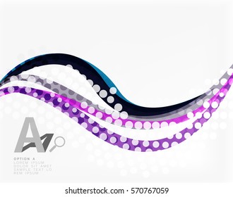 Vector dotted curve waves abstract background