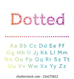 Vector Dotted Font. Bright Modern Multicircles Type.