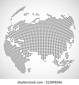 Vector dotted globe. Science background
