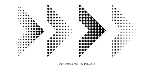 vector dotted gradient arrows. Vector isolated elements