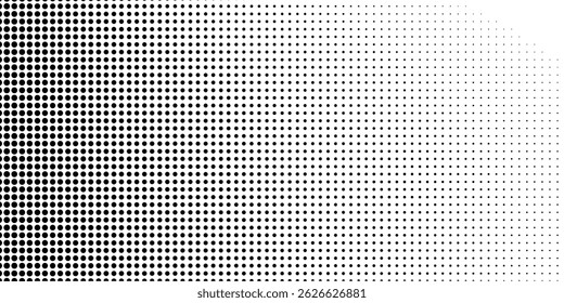 Vector dotted halftone gradient texture. Vanishing polka dot background. Repeating dots gradation pattern illustration abstract modern