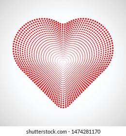 Vector dotted heart . Linear dots . love shape for your design . Valentines day sign with halftones .