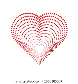 Vector dotted heart . Linear dots . love shape for your design . Valentines day sign with halftones .