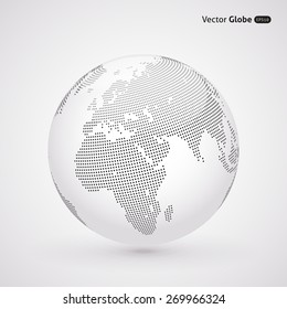 Vector dotted light globe, view on Europe and Africa