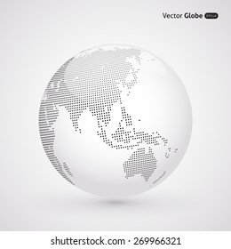 Vector dotted light globe, views over East Asia