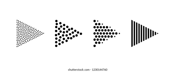 Vector dotted line and halftone arrow strip black symbols