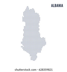 Vector dotted map of Albania isolated on white background . Travel vector illustration