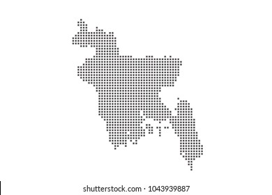 Vector dotted map of Bangladesh on white background