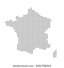 Vector dotted map of France isolated on white background, easy to edit.