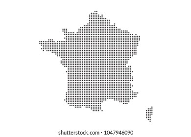 Vector dotted map of France on white background