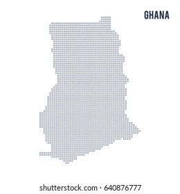 Vector dotted map of Ghana isolated on white background .