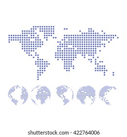 Vector dotted Map and Globe of the World.