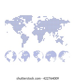 Vector dotted Map and Globe of the World.