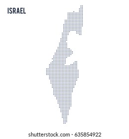 Vector dotted map of Israel isolated on white background .