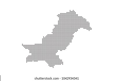 Vector dotted map of Pakistan on white background