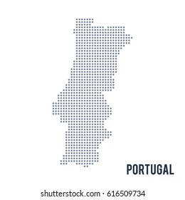 Vector dotted map of Portugal isolated on white background .