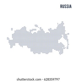 Vector dotted map of Russia isolated on white background . Travel vector illustration