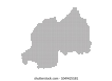 Vector dotted map of Rwanda on white background