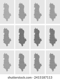 Vector Dotted Map Set In three styles circle square hexagon Illustration