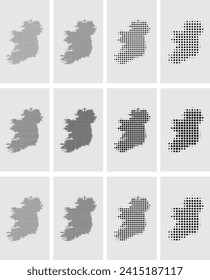 Vector Dotted Map Set In three styles circle square hexagon Illustration