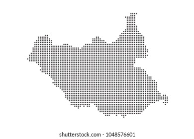 Vector dotted map of South Sudan on white background