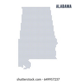Vector dotted map State of Alabama isolated on white background . Travel vector illustration