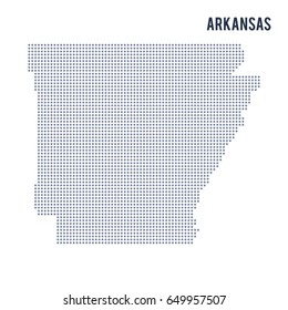Vector dotted map State of Arkansas isolated on white background . Travel vector illustration