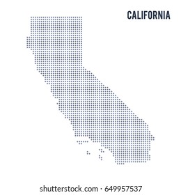 Vector dotted map State of California isolated on white background . Travel vector illustration