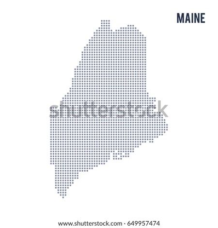 Vector dotted map State of Maine isolated on white background . Travel vector illustration