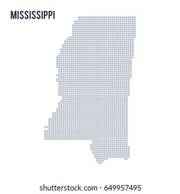Vector dotted map State of Mississippi isolated on white background . Travel vector illustration