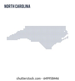 Vector dotted map State of North Carolina isolated on white background . Travel vector illustration