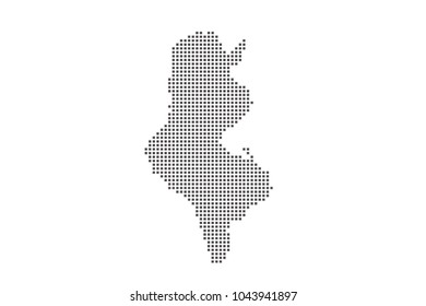 Vector dotted map of Tunisia on white background