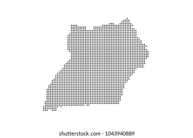Vector dotted map of Uganda on white background