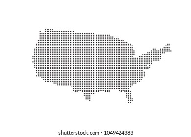 Vector dotted map of United States America on white background