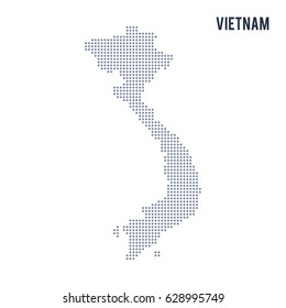 Vector dotted map of Vietnam isolated on white background . Travel vector illustration