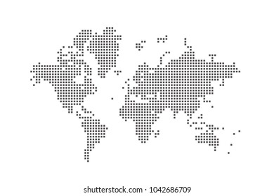 Vector dotted map of world on white background