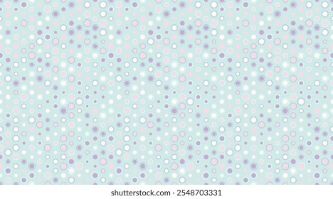 Vector dotted pattern with colorful geometric circles. Perfect for textile, seamless wallpapers, and trendy abstract backgrounds for modern design.