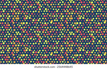 Vector dotted pattern with colorful geometric circles. Perfect for textile, seamless wallpapers, and trendy abstract backgrounds for modern design.