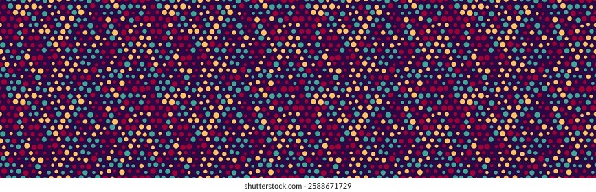 Vector dotted pattern with colorful geometric circles. Perfect for textile, seamless wallpapers, and trendy abstract backgrounds for modern design.