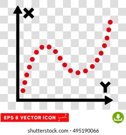 Vector Dotted Plot EPS vector icon. Illustration style is flat iconic bicolor intensive red and black symbol on a transparent background.