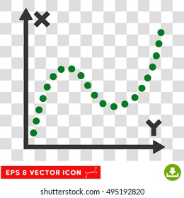 Vector Dotted Plot EPS vector pictogram. Illustration style is flat iconic bicolor green and gray symbol on a transparent background.