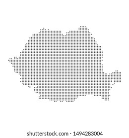 Vector dotted polka dot map of Romania isolated on white background.