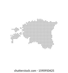 Vector dotted polka dot pixel particle map of Estonia