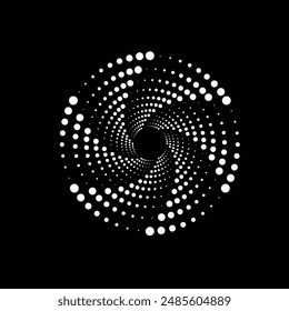 Vector dotted speed lines in vortex form. Geometric art. Segmented circle. Arc lines. Trendy design element for frame, round logo, sign, symbol, web, prints, posters, template, pattern, backdrop